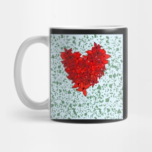 Red Heart flame of the woods flower pattern Mug